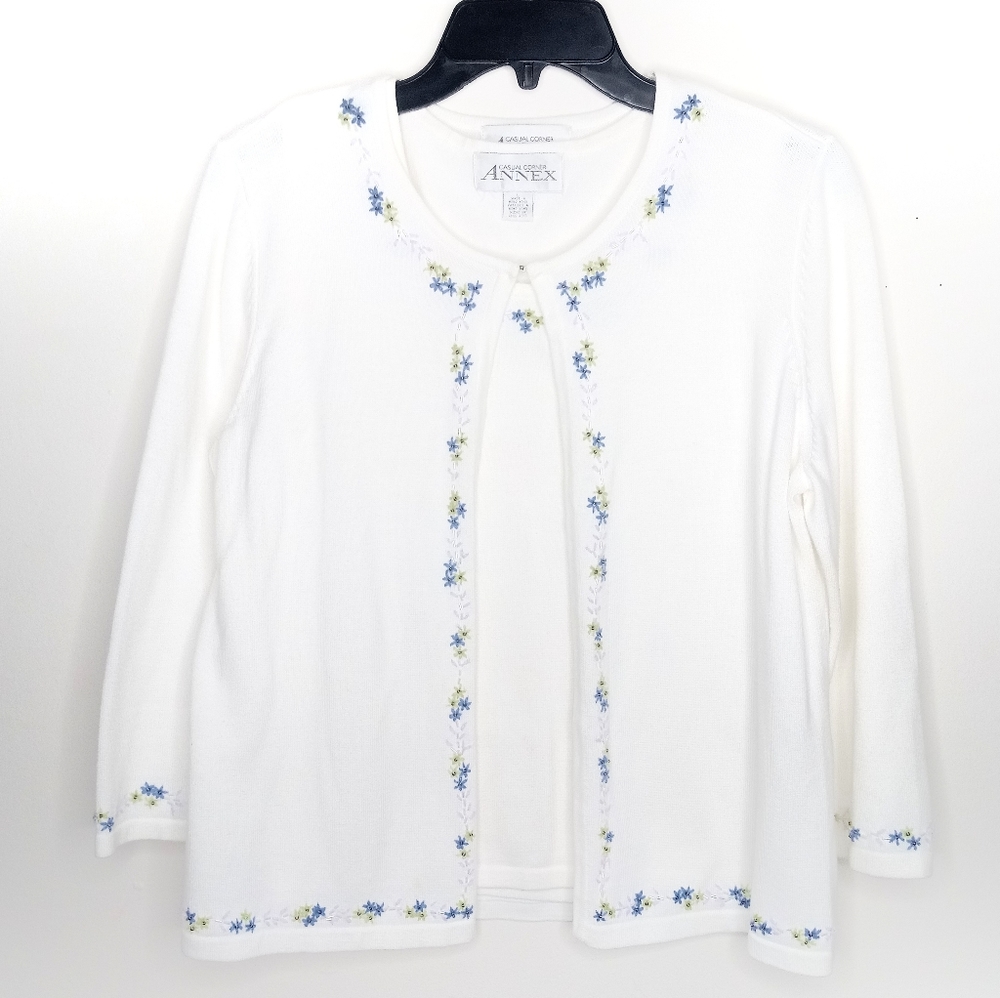 Casual Corner Annex white blouse and cardigan